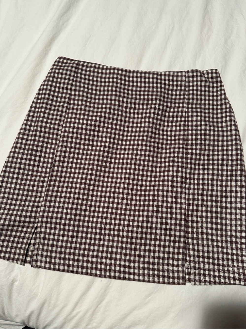 Eyeshadow Brown and White Gingham Mini Skirt